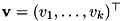 $\mathbf{v}=(v_1,\ldots,v_k)^\top$